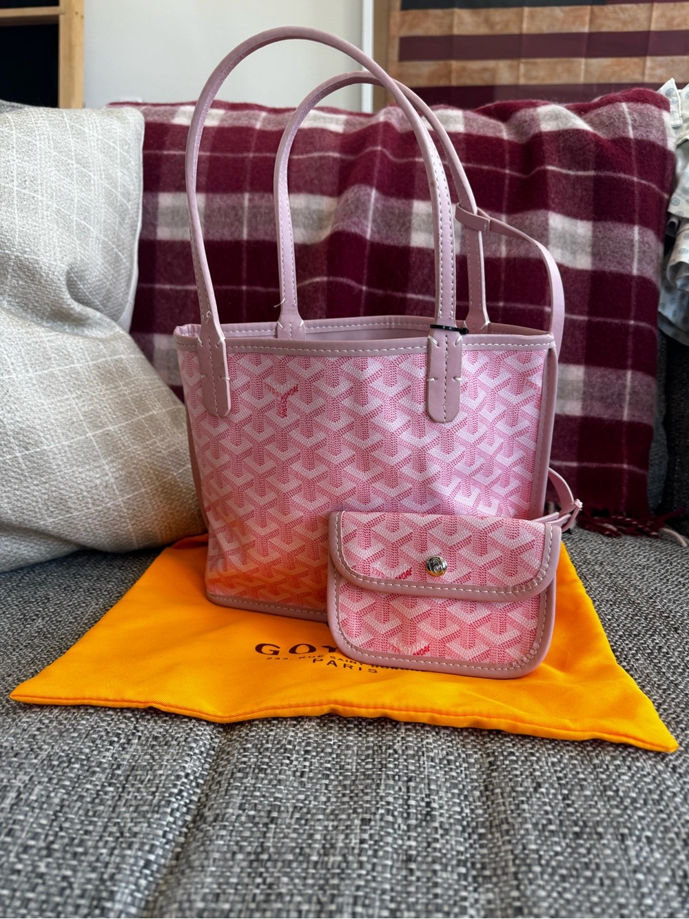 Goyard Goyardine Anjou Tote Bag - Light Pink